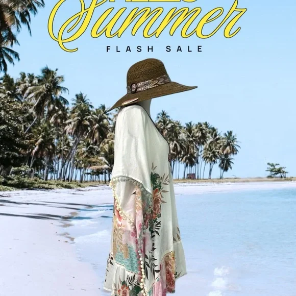 Z&L Floral Kaftan Cover-Up (HAT not included) - Picture 3 of 7